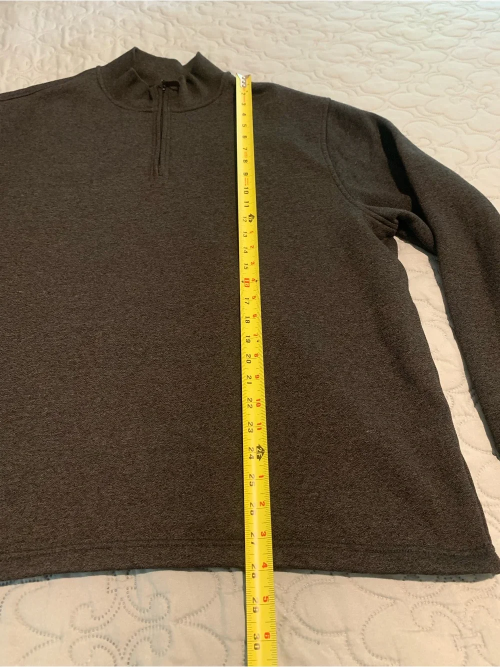 George Men’s Quarter Zip Pullover Sweater Fleece Lined Charcoal Gray Large 42-44